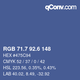 カラーコード: RGB 71.7 92.6 148 | qconv.com