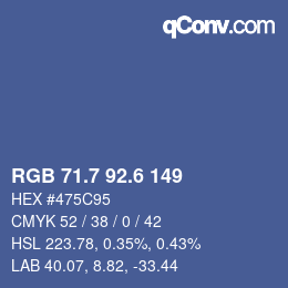 カラーコード: RGB 71.7 92.6 149 | qconv.com