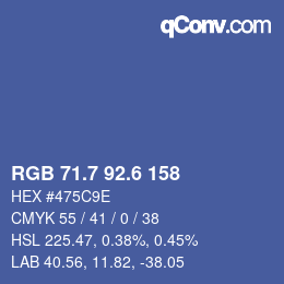 カラーコード: RGB 71.7 92.6 158 | qconv.com