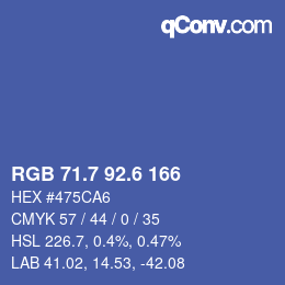 カラーコード: RGB 71.7 92.6 166 | qconv.com