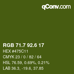 カラーコード: RGB 71.7 92.6 17 | qconv.com