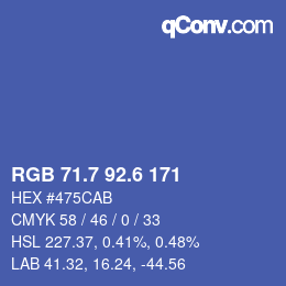 カラーコード: RGB 71.7 92.6 171 | qconv.com