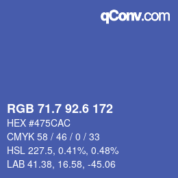 カラーコード: RGB 71.7 92.6 172 | qconv.com