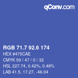 カラーコード: RGB 71.7 92.6 174 | qconv.com