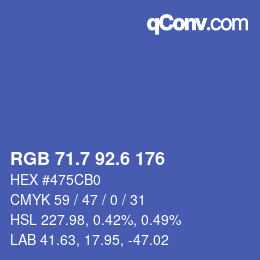 カラーコード: RGB 71.7 92.6 176 | qconv.com