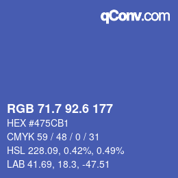 カラーコード: RGB 71.7 92.6 177 | qconv.com