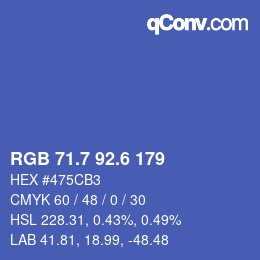 カラーコード: RGB 71.7 92.6 179 | qconv.com