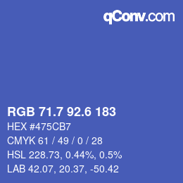 カラーコード: RGB 71.7 92.6 183 | qconv.com
