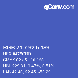 カラーコード: RGB 71.7 92.6 189 | qconv.com