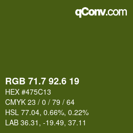 カラーコード: RGB 71.7 92.6 19 | qconv.com