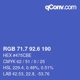 カラーコード: RGB 71.7 92.6 190 | qconv.com