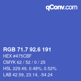 カラーコード: RGB 71.7 92.6 191 | qconv.com