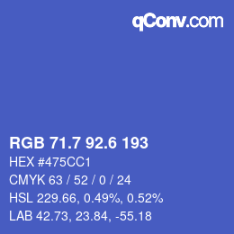 カラーコード: RGB 71.7 92.6 193 | qconv.com