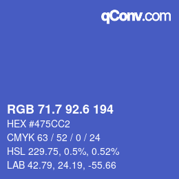 カラーコード: RGB 71.7 92.6 194 | qconv.com