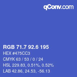 カラーコード: RGB 71.7 92.6 195 | qconv.com