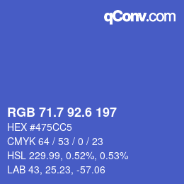 カラーコード: RGB 71.7 92.6 197 | qconv.com