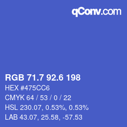 カラーコード: RGB 71.7 92.6 198 | qconv.com