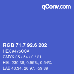 カラーコード: RGB 71.7 92.6 202 | qconv.com