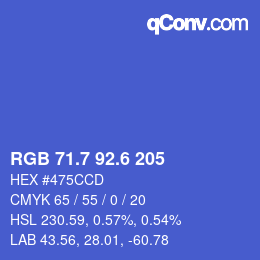 カラーコード: RGB 71.7 92.6 205 | qconv.com