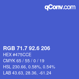 カラーコード: RGB 71.7 92.6 206 | qconv.com
