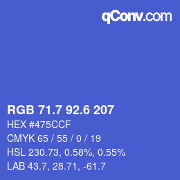 カラーコード: RGB 71.7 92.6 207 | qconv.com