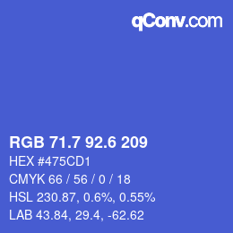 カラーコード: RGB 71.7 92.6 209 | qconv.com