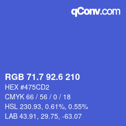 カラーコード: RGB 71.7 92.6 210 | qconv.com