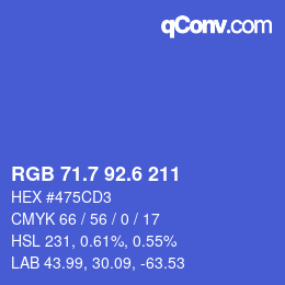 カラーコード: RGB 71.7 92.6 211 | qconv.com