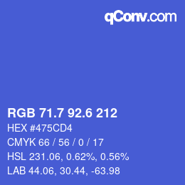 カラーコード: RGB 71.7 92.6 212 | qconv.com