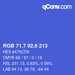 カラーコード: RGB 71.7 92.6 213 | qconv.com