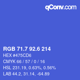 カラーコード: RGB 71.7 92.6 214 | qconv.com
