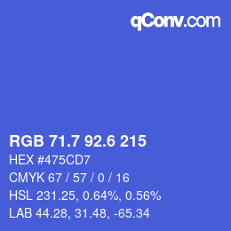 カラーコード: RGB 71.7 92.6 215 | qconv.com
