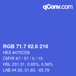 カラーコード: RGB 71.7 92.6 216 | qconv.com