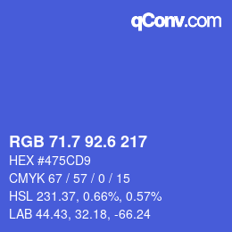 カラーコード: RGB 71.7 92.6 217 | qconv.com