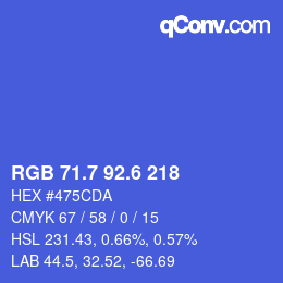 カラーコード: RGB 71.7 92.6 218 | qconv.com