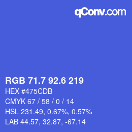 カラーコード: RGB 71.7 92.6 219 | qconv.com