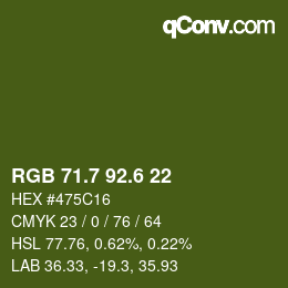 カラーコード: RGB 71.7 92.6 22 | qconv.com