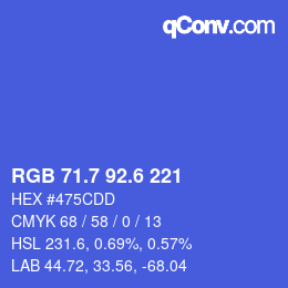 カラーコード: RGB 71.7 92.6 221 | qconv.com