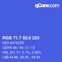 カラーコード: RGB 71.7 92.6 223 | qconv.com