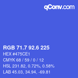 カラーコード: RGB 71.7 92.6 225 | qconv.com