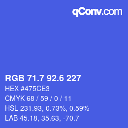 カラーコード: RGB 71.7 92.6 227 | qconv.com