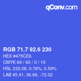 カラーコード: RGB 71.7 92.6 230 | qconv.com