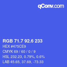 カラーコード: RGB 71.7 92.6 233 | qconv.com