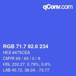 カラーコード: RGB 71.7 92.6 234 | qconv.com