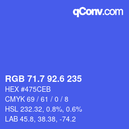 カラーコード: RGB 71.7 92.6 235 | qconv.com