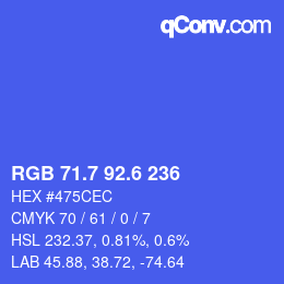 カラーコード: RGB 71.7 92.6 236 | qconv.com