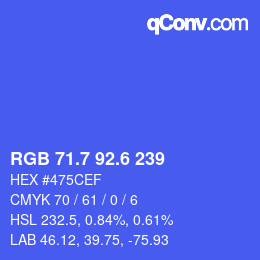 カラーコード: RGB 71.7 92.6 239 | qconv.com