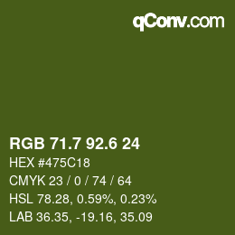 カラーコード: RGB 71.7 92.6 24 | qconv.com