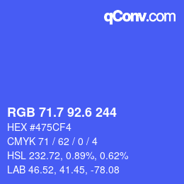 カラーコード: RGB 71.7 92.6 244 | qconv.com