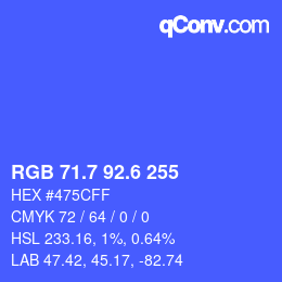 カラーコード: RGB 71.7 92.6 255 | qconv.com
